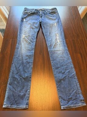 Big Star Kate Women’s Blue Distressed Denim Straight Leg Jeans Size 25R 30x32⁠